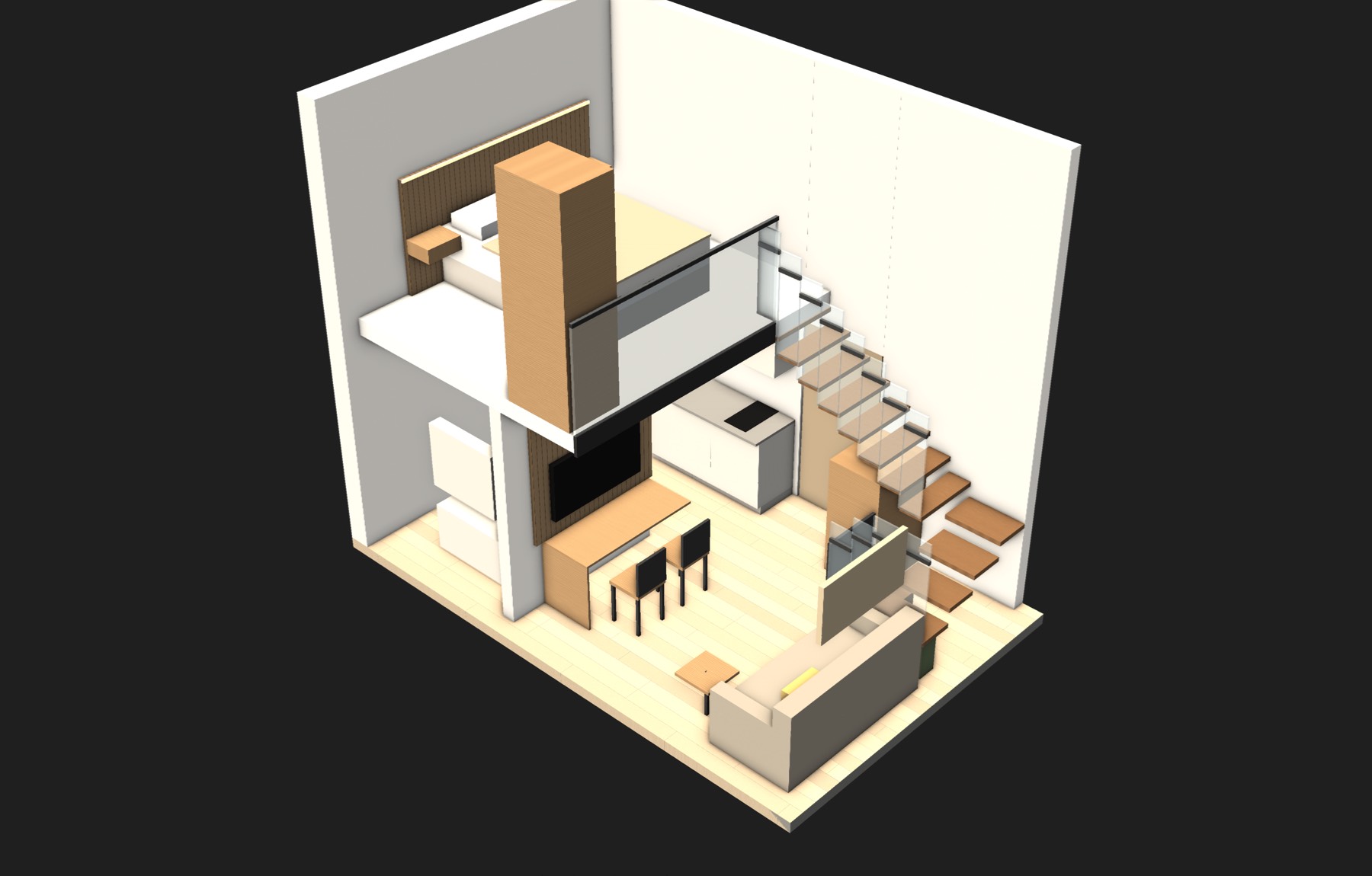 Studio 204 com layout para curta temporada